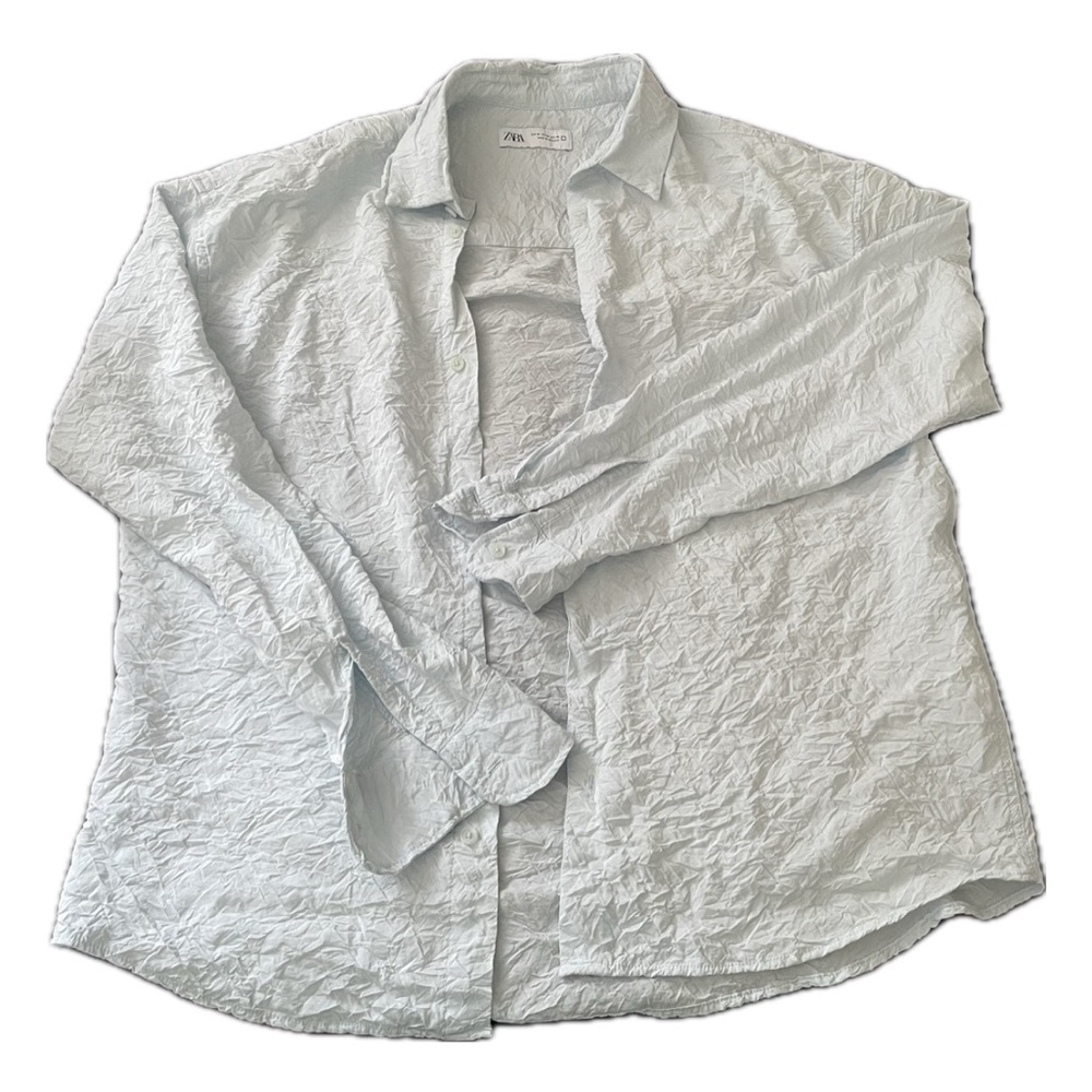 Zara Soft blue Textured Shirt